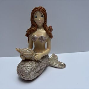 Youngs Incorporated Mermaid Figurine Pink Shell Siren Ocean Sea Mythical